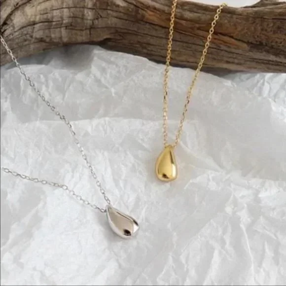 925 STERLING SILVER WATERDROP NECKLACE, NICE NECKLACE, CUTE NECKLACE - Picture 2 of 3